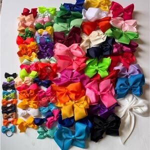 Lot of 78 Varied Size Hair Bows XS-Medium Multicolor Alligator Clip Blank